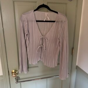Anthropologie Lilac Tie-Front Blouse
